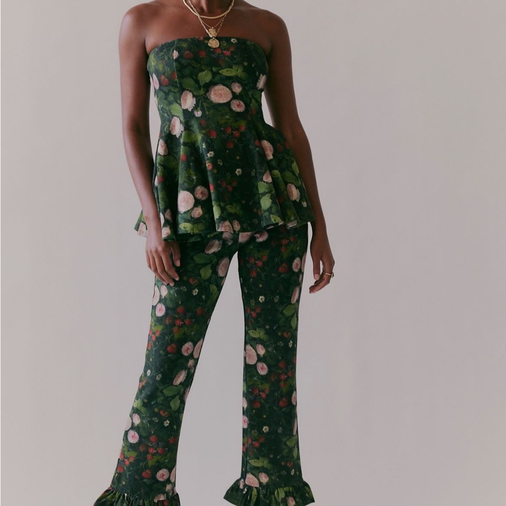 NWT Selkie Candelabra Green Floral Strapless SET SZ L